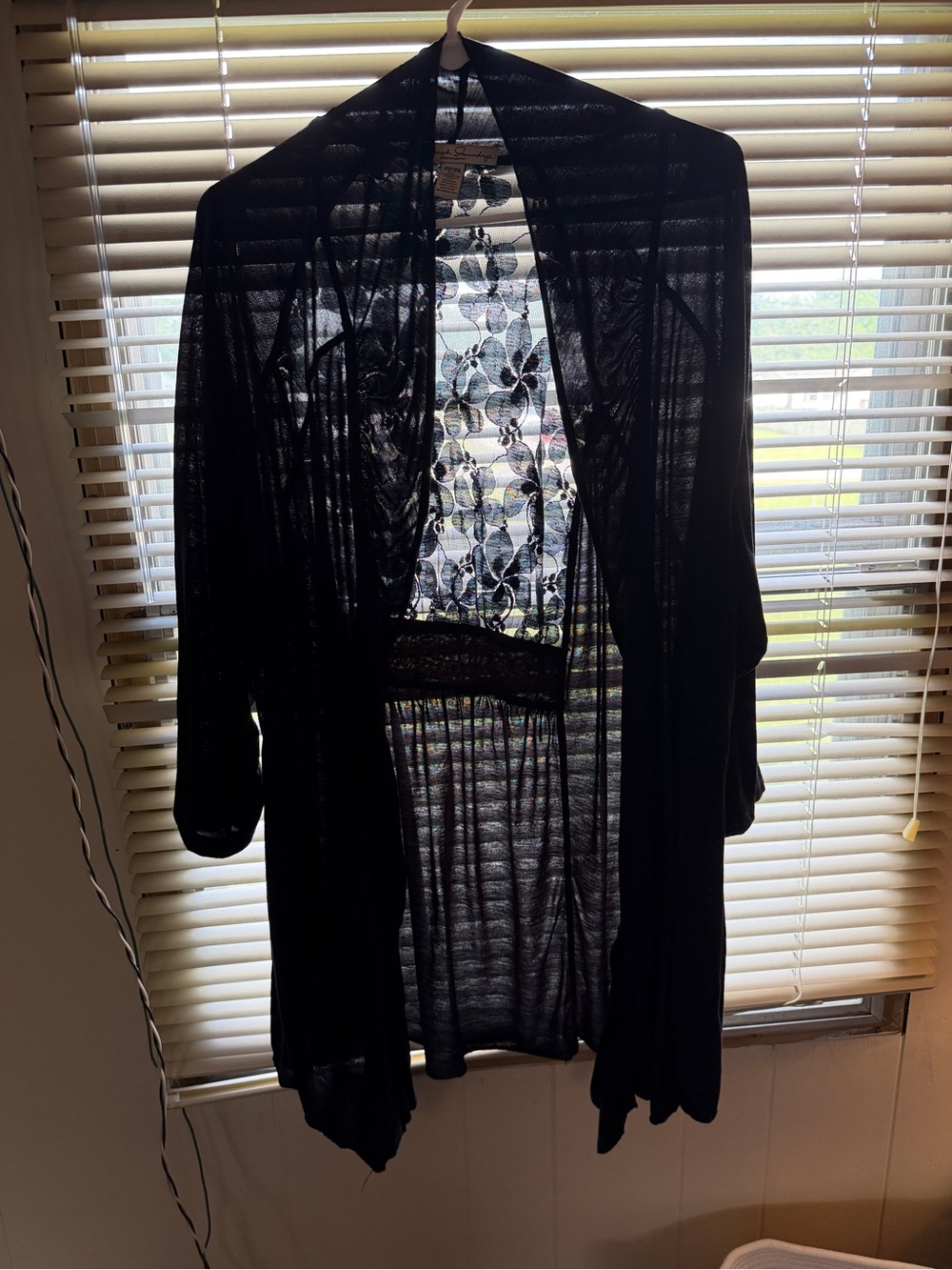French Laundry Black Sheer Floral Lace Cardigan